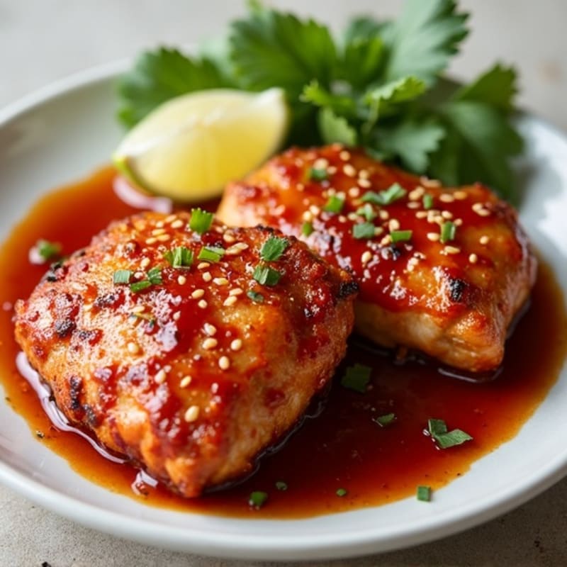 Crispy Baked Chicken Thighs with Spicy Gochujang Glaze