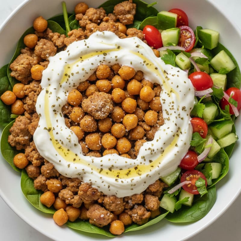 Lamb and Chickpea Mediterranean Bowl