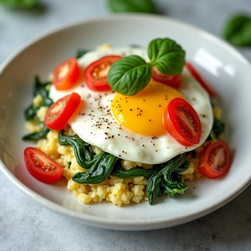 Fluffy Egg White Scramble with Spinach and Creamy Cottage Cheese