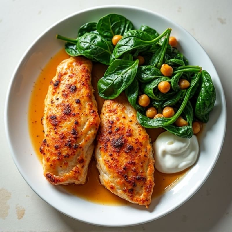 Spiced Chicken with Creamy Spinach and Chickpeas