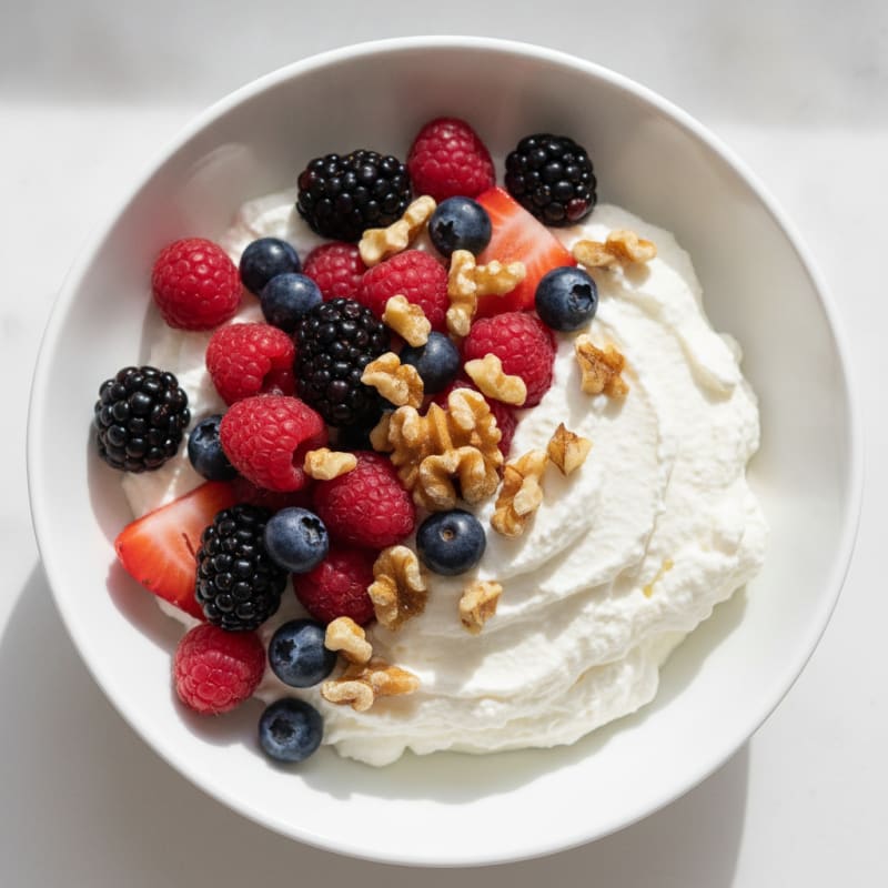 Greek Yogurt Protein Mousse with Mixed Berries