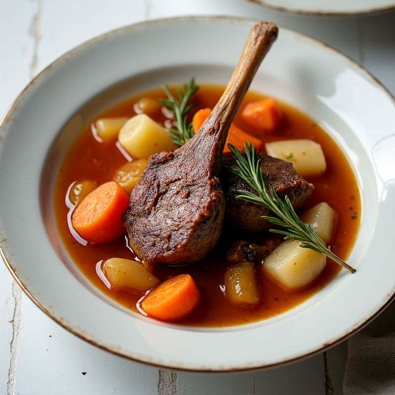 Slow-Cooked Tender Lamb Shank Stew with Root Vegetables