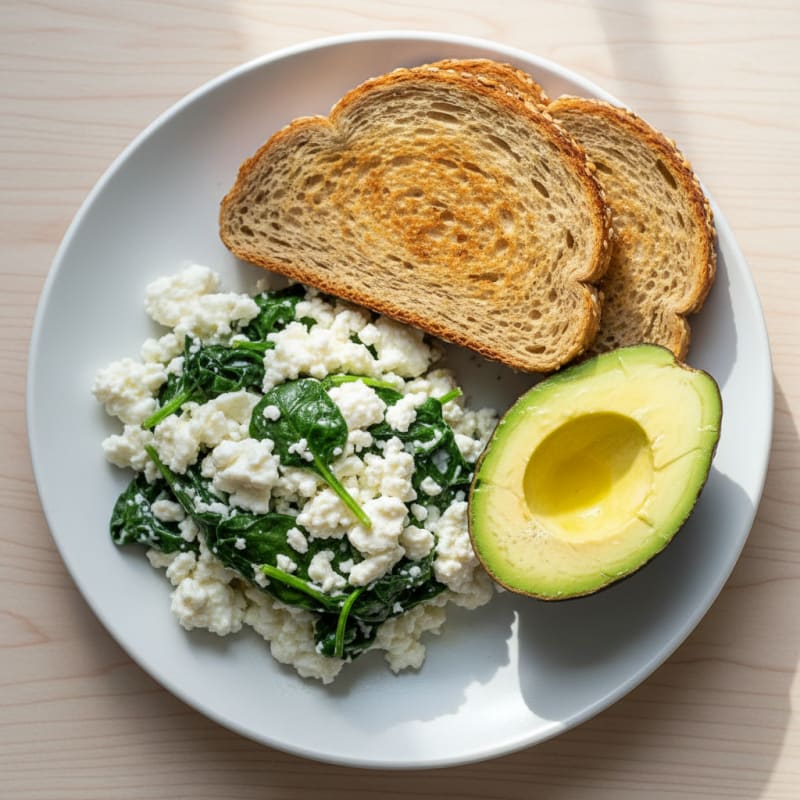 Scrambled Egg Whites with Cottage Cheese and Spinach