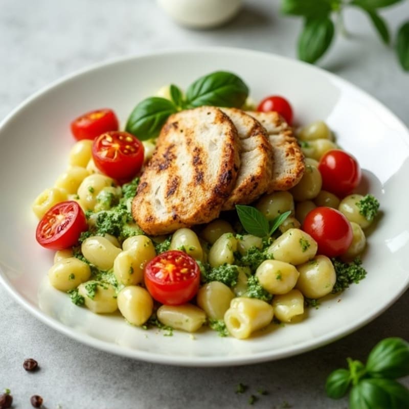 Creamy Basil Pesto Gnocchi with Roasted Tomatoes