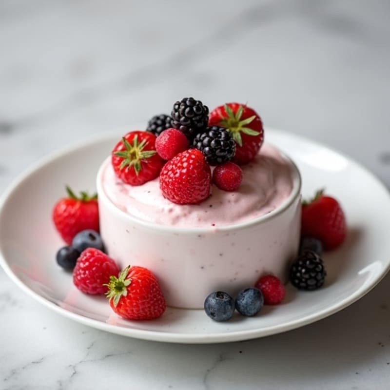 Vanilla Greek Yogurt Protein Mousse with Berries