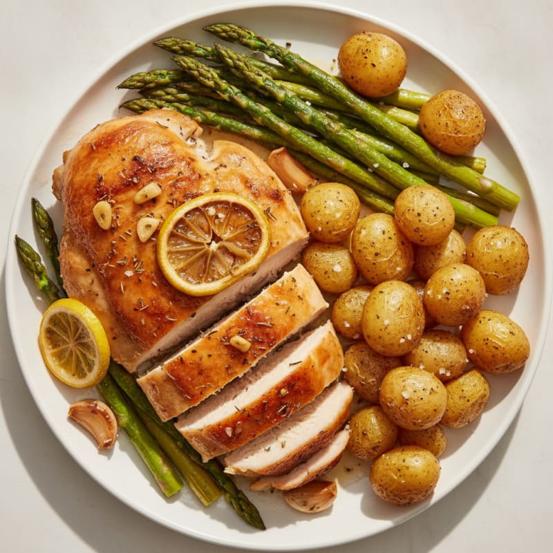 Lemon Herb Roasted Chicken with Asparagus