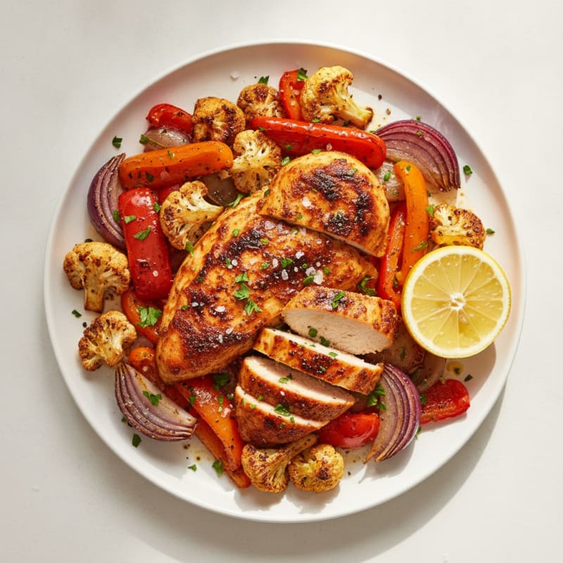 Spicy Harissa Chicken with Roasted Vegetables