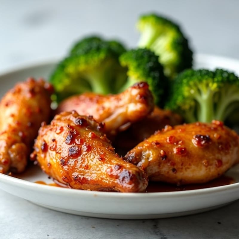 Crispy Baked Honey Garlic Chicken Wings with Roasted Broccoli