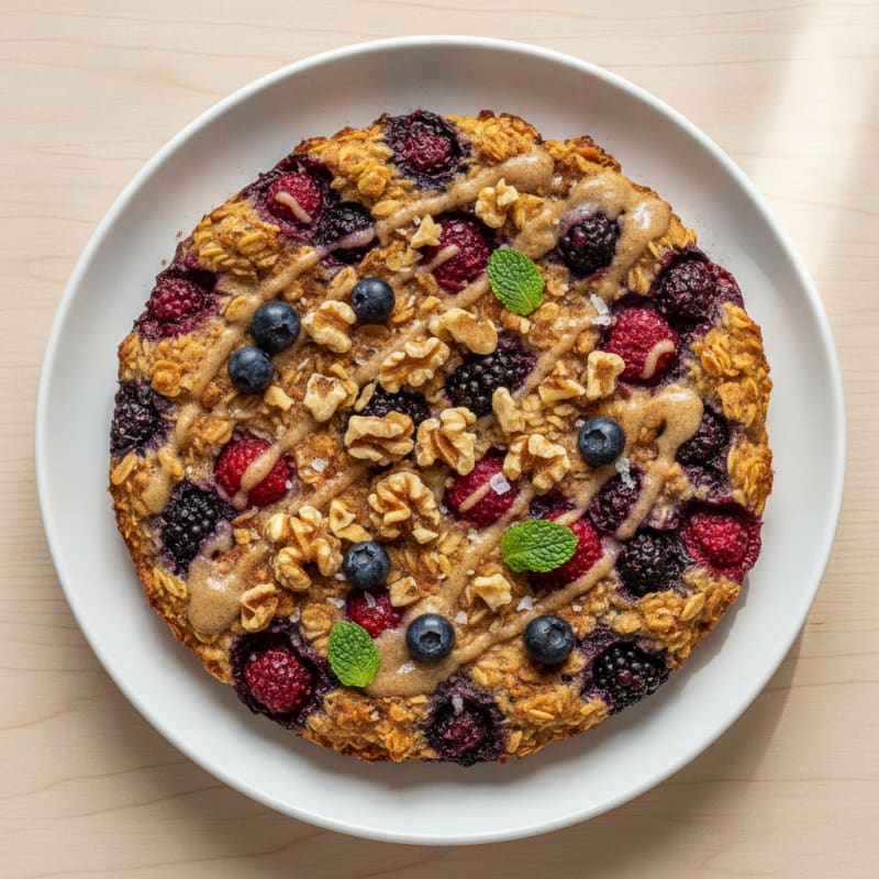 Baked Berry Oatmeal with Toasted Nuts