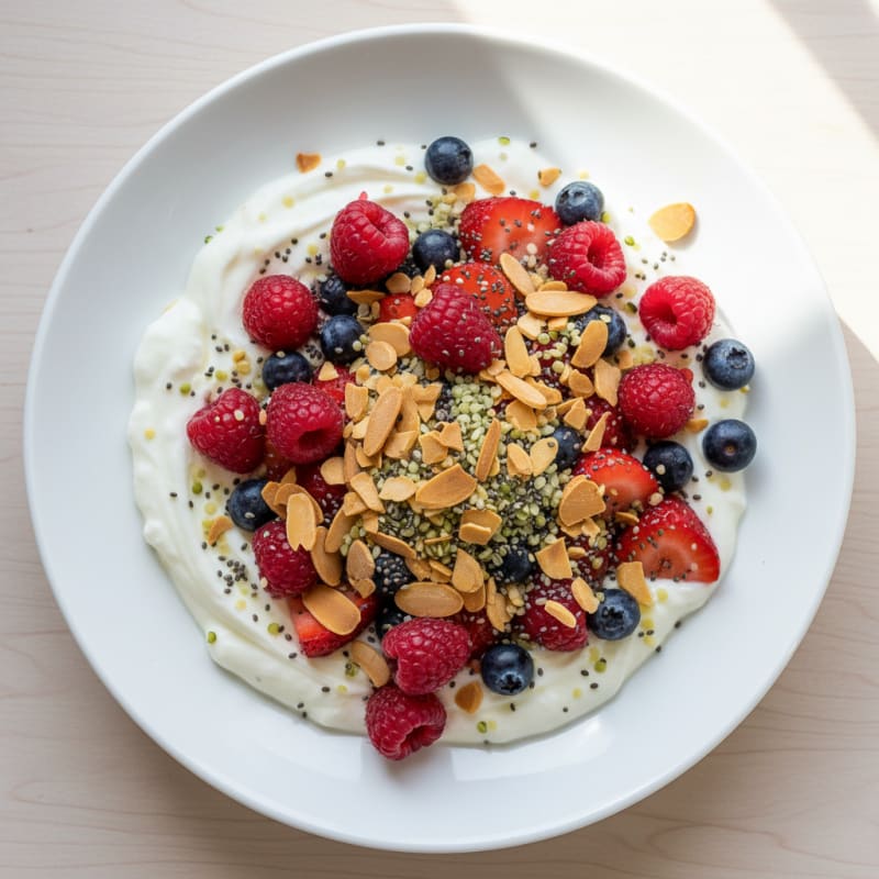 Greek Yogurt Protein Parfait with Mixed Berries