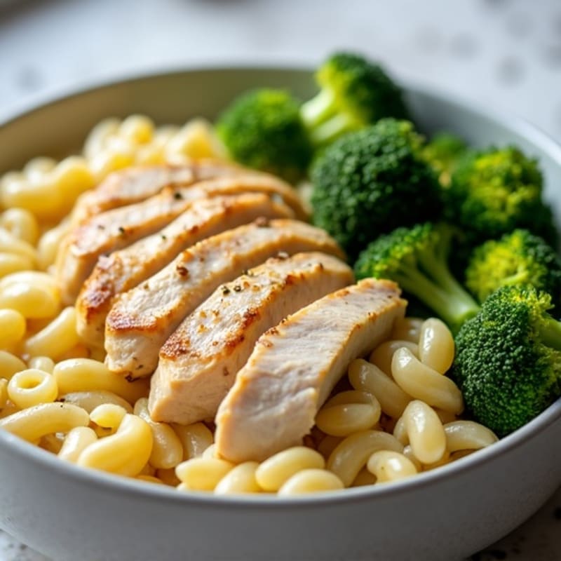 Creamy Lemon Garlic Chicken Pasta with Roasted Broccoli