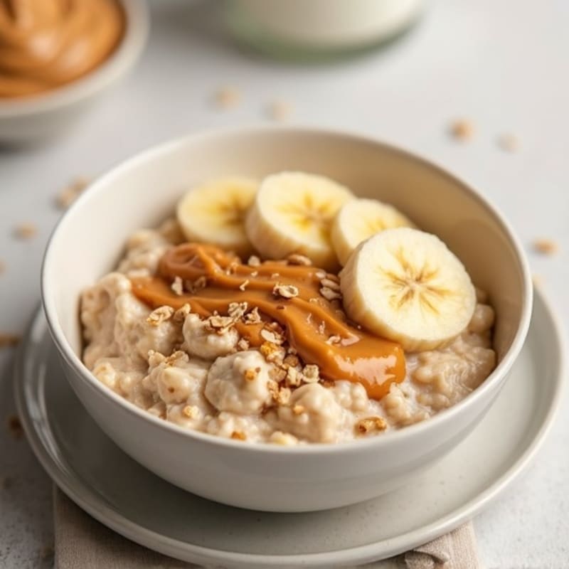 Creamy Peanut Butter Protein Oatmeal with Banana