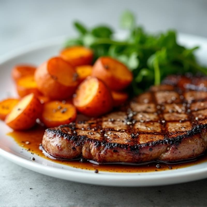 Pan-Seared Steak with Crispy Roasted Sweet Potatoes