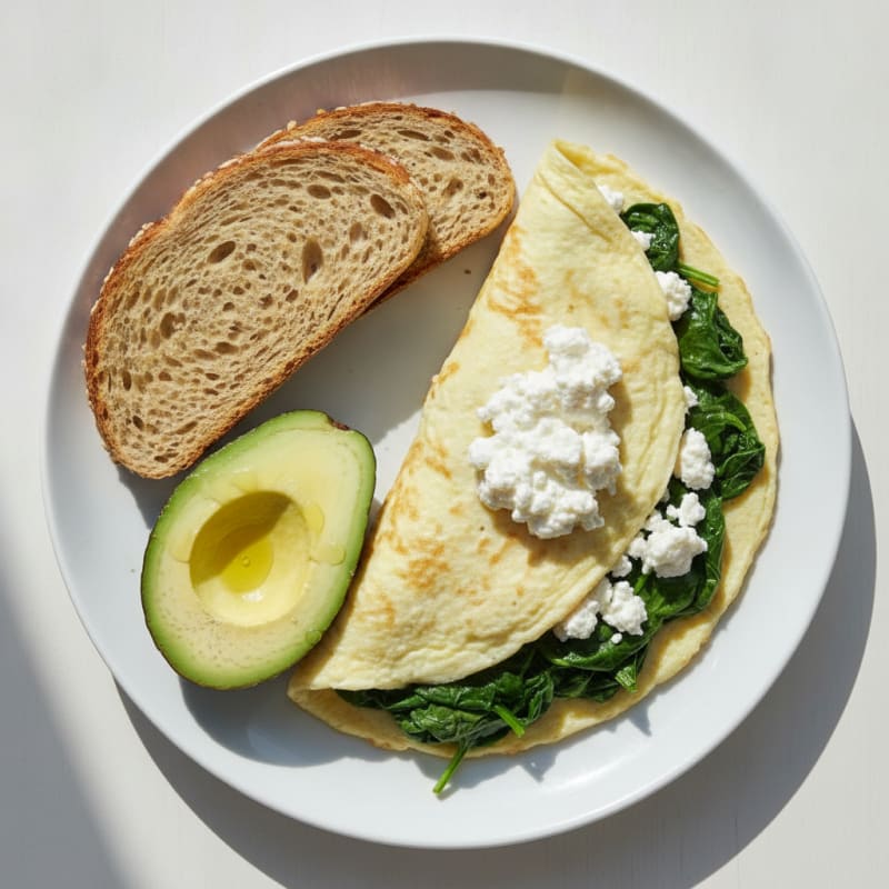 Egg White and Spinach Omelette with Cottage Cheese