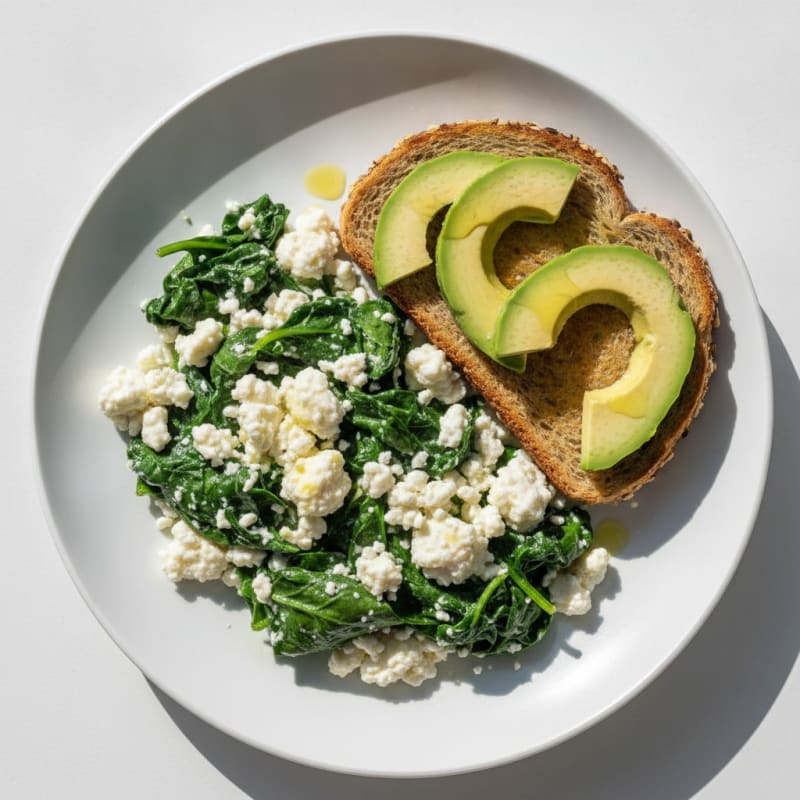 Egg White Scramble with Spinach and Cottage Cheese