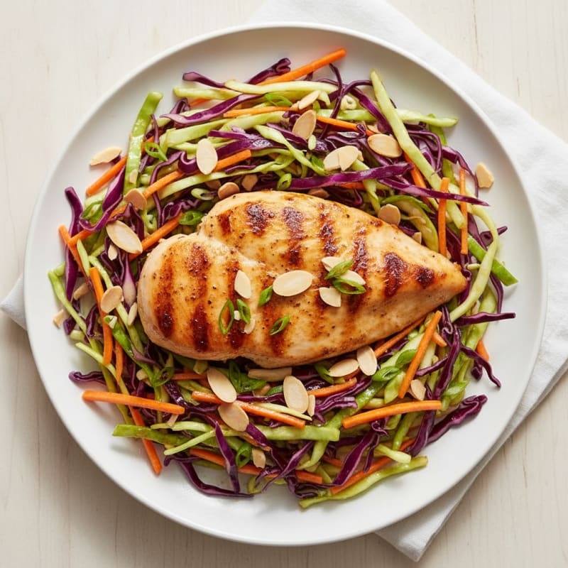 Grilled Chicken Breast with Crunchy Cabbage Slaw