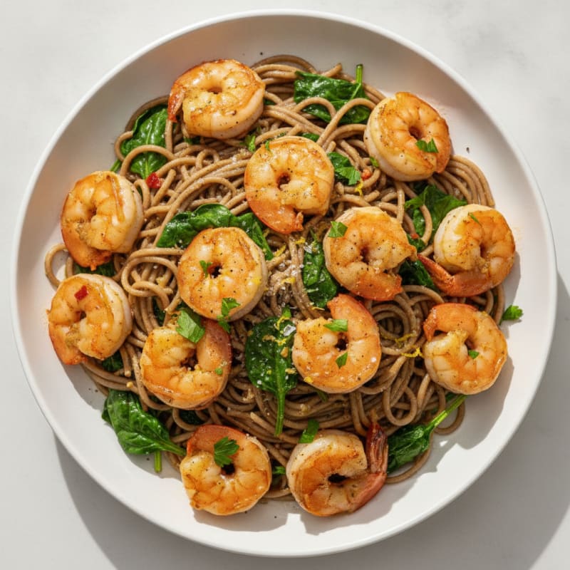 Garlic Butter Shrimp Scampi with Soba Noodles