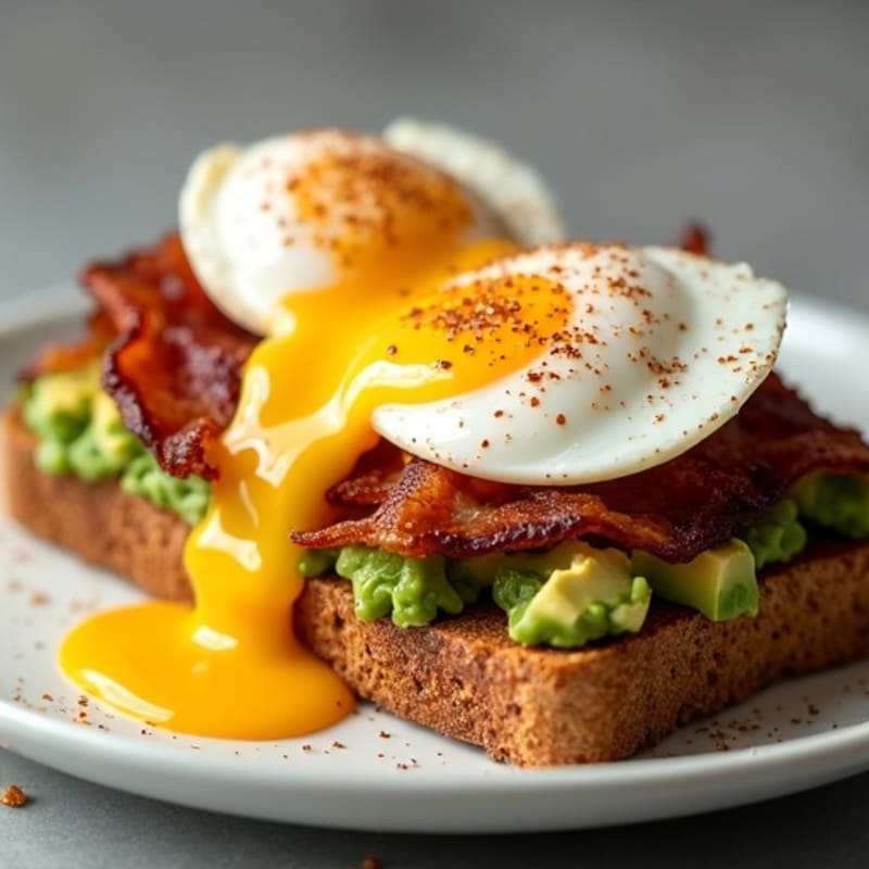 Crispy Whole Grain Avocado Toast with Poached Egg and Everything Seasoning