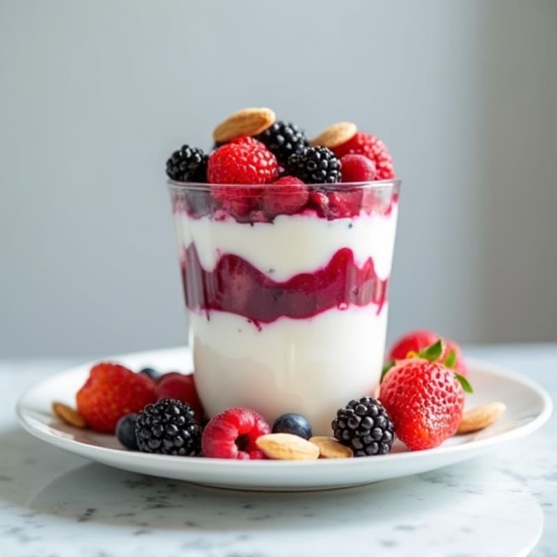Greek Yogurt Protein Parfait with Mixed Berries and Almonds