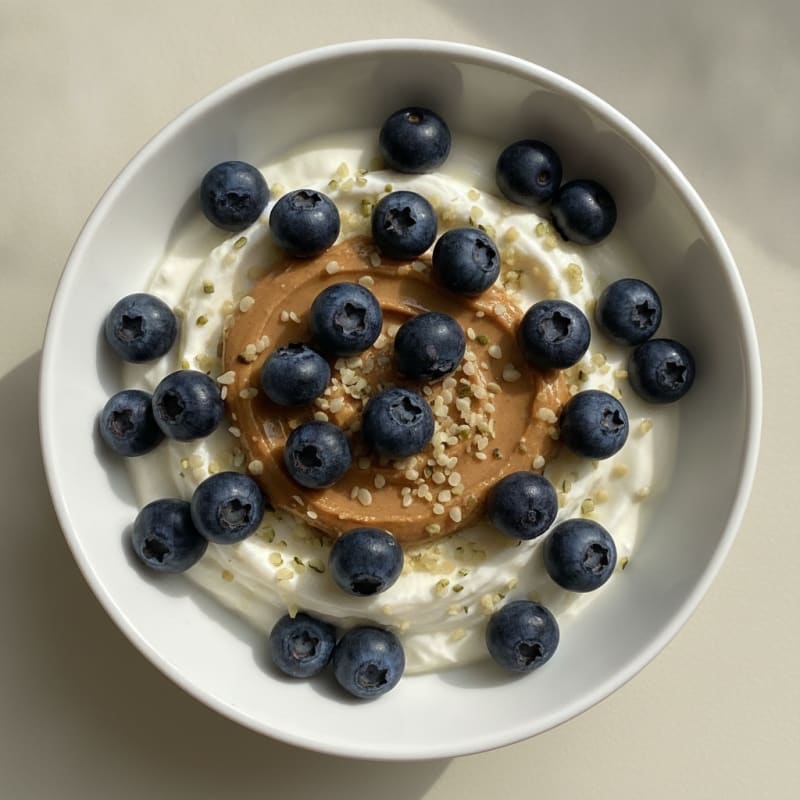 Protein Powder Yoghurt Bowl with Berries and Peanut Butter