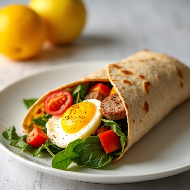 Hearty Scrambled Egg and Turkey Sausage Breakfast Burrito