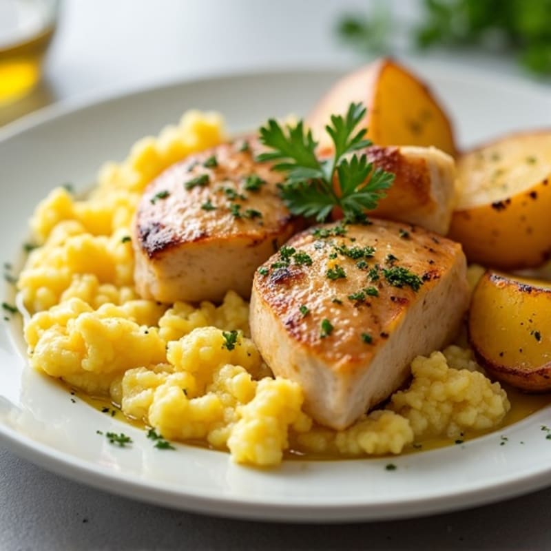 Chicken Egg White Scramble with Roasted Potatoes