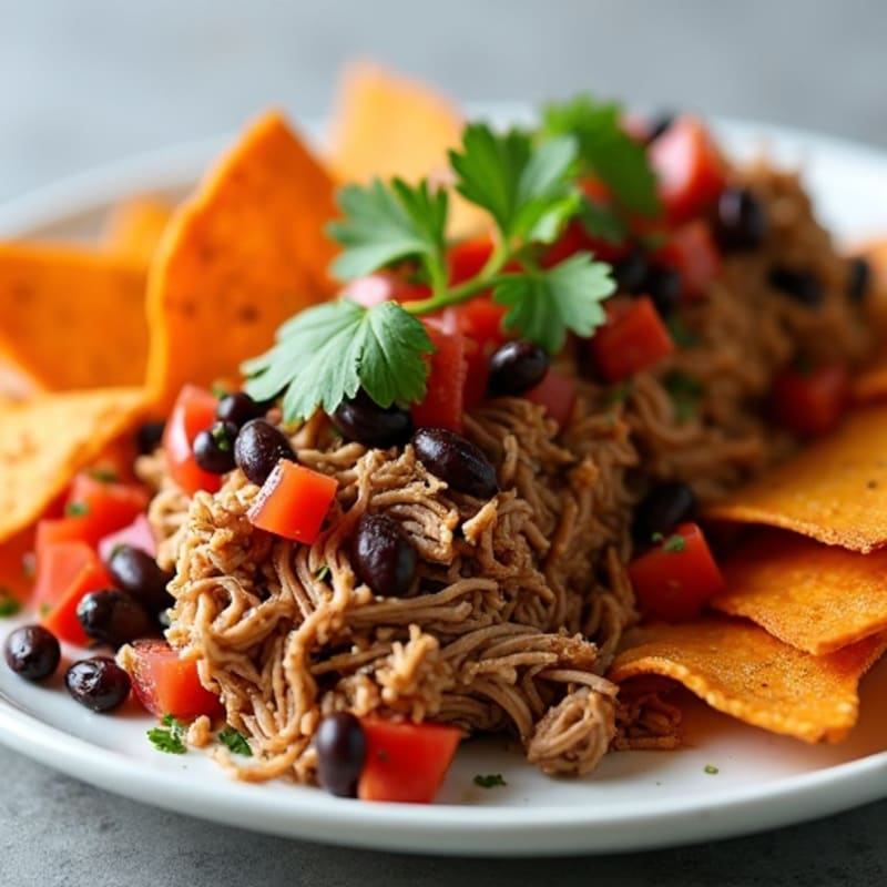 Lean Slow Cooked Pulled Pork with Crispy Sweet Potato Nachos
