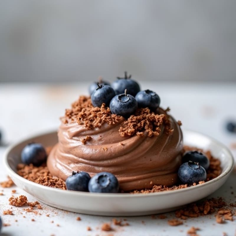 Chocolate Protein Mousse with Blueberries
