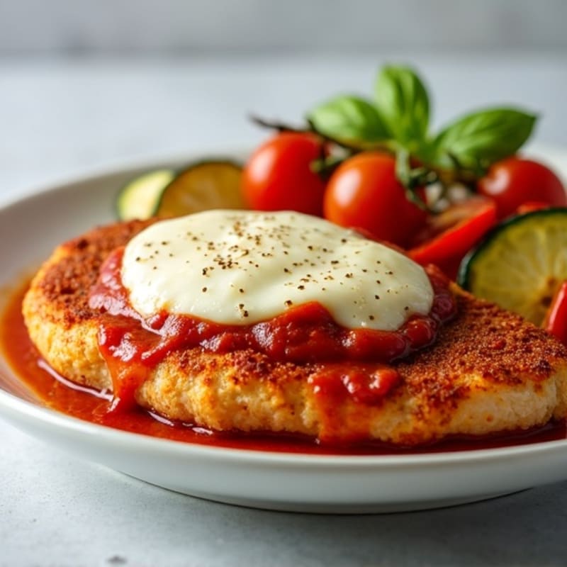 Healthy Crispy Chicken Parmesan with Roasted Vegetables