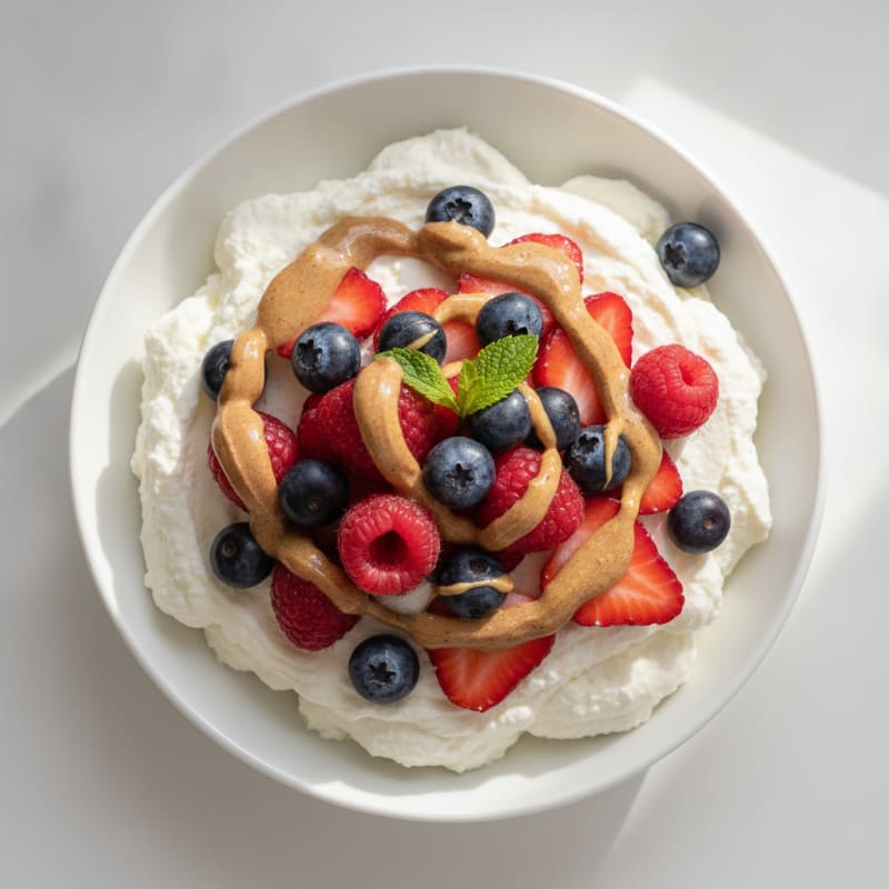 Greek Yogurt Protein Mousse with Mixed Berries