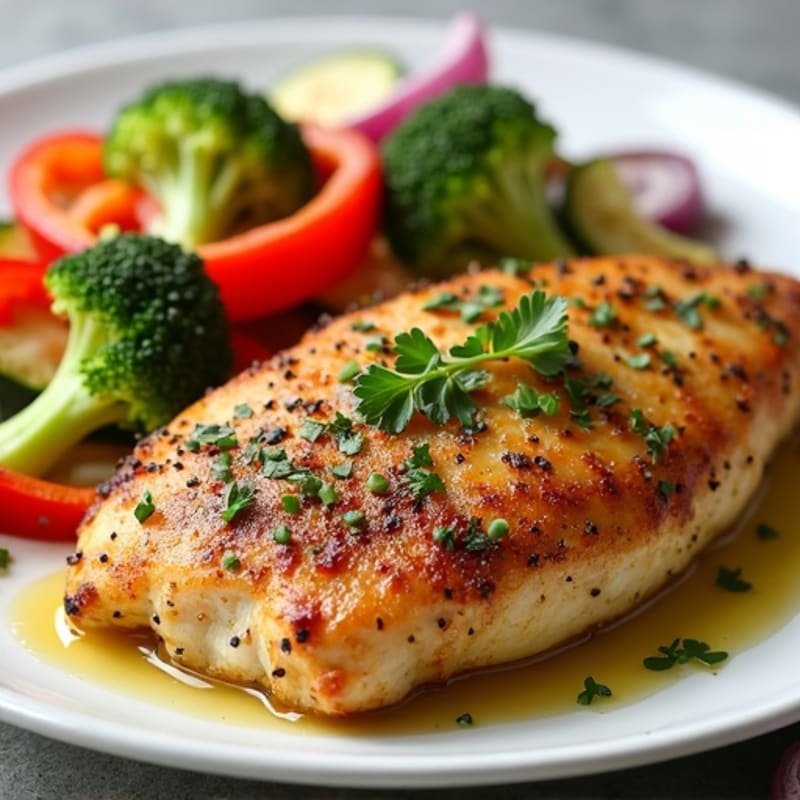 Herb-Crusted Pan Seared Chicken with Roasted Vegetables