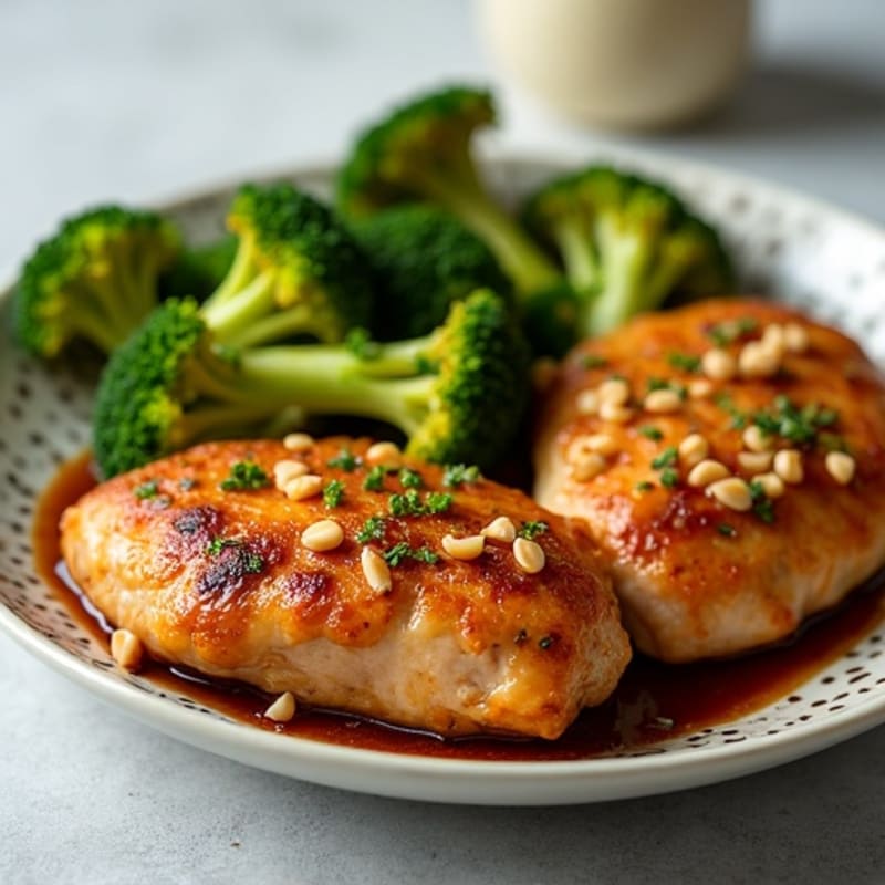 Crispy Peanut Ginger Chicken with Roasted Broccoli