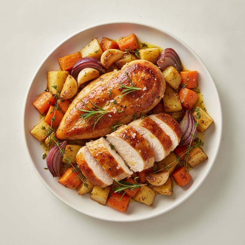 Garlic Herb Roasted Chicken with Root Vegetables