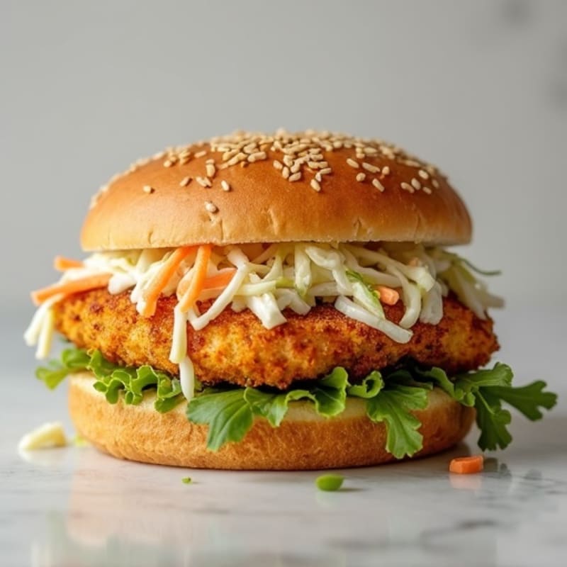 Crispy Baked Chicken Sandwich with Creamy Slaw