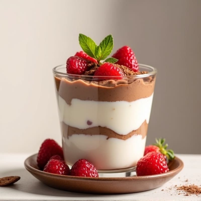 Greek Yogurt Protein Parfait with Almond Butter and Cocoa