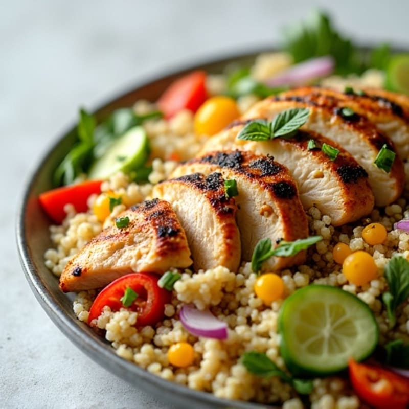 Grilled Chicken and Quinoa Salad with Crunchy Vegetables