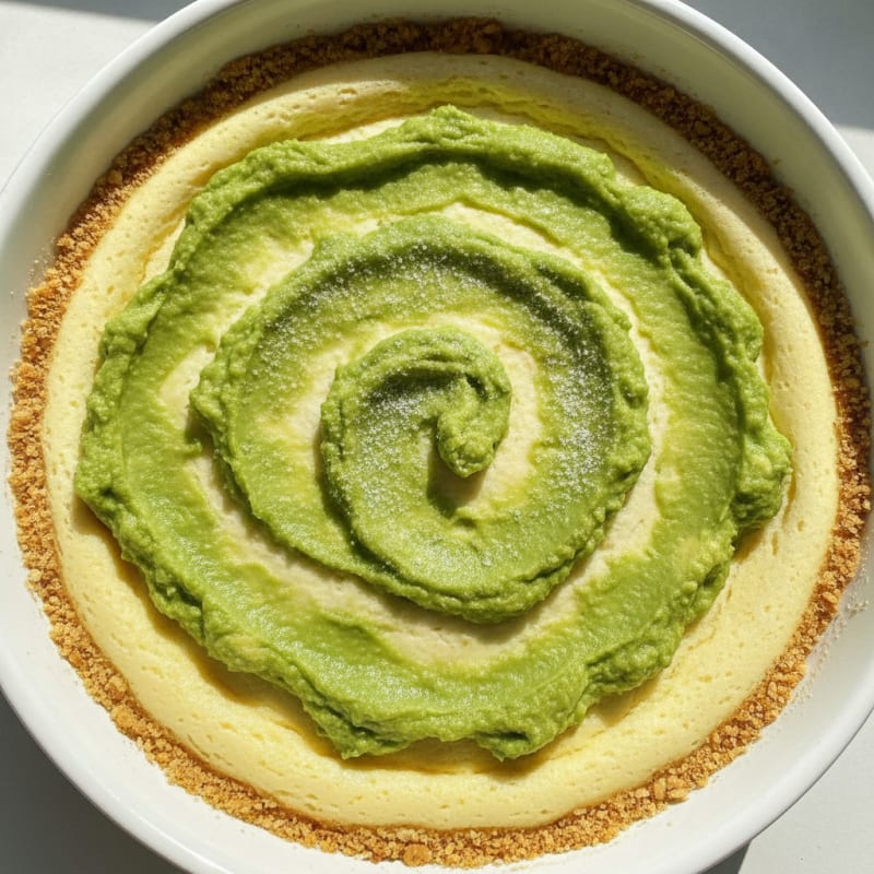 High-Protein Cheesecake with Avocado Swirl