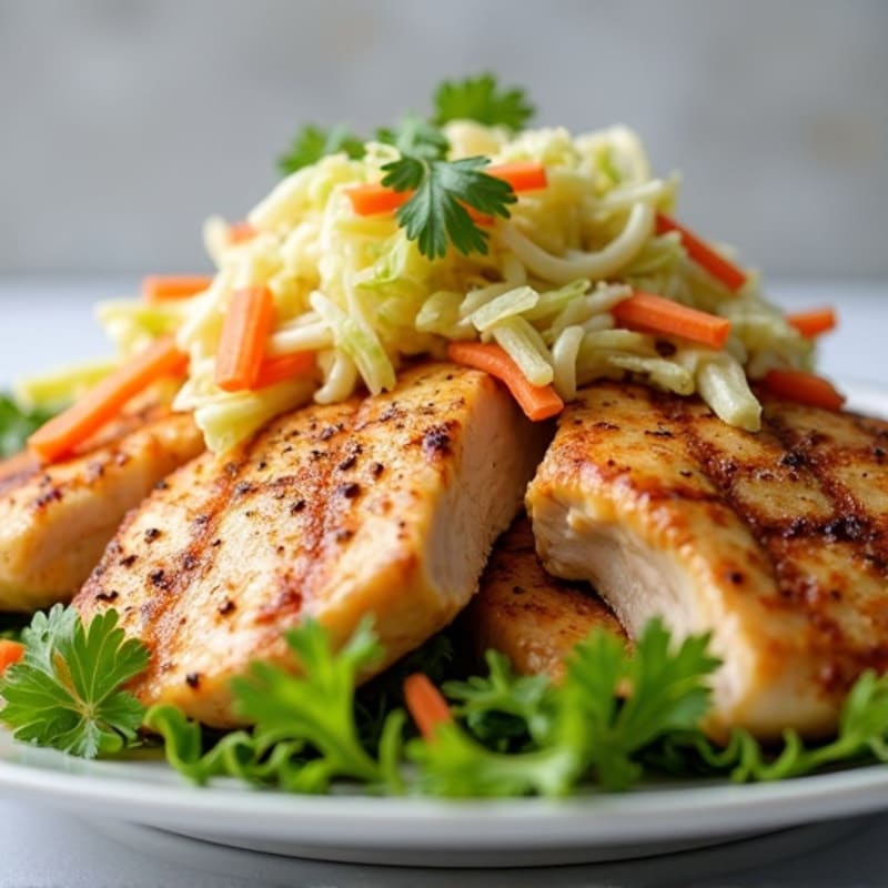Grilled Chicken Breast with Crunchy Cabbage Slaw