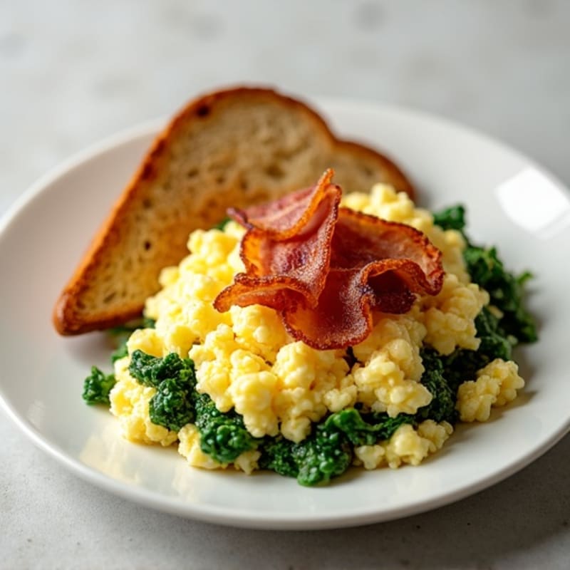 Egg White Scramble with Spinach and Turkey Bacon