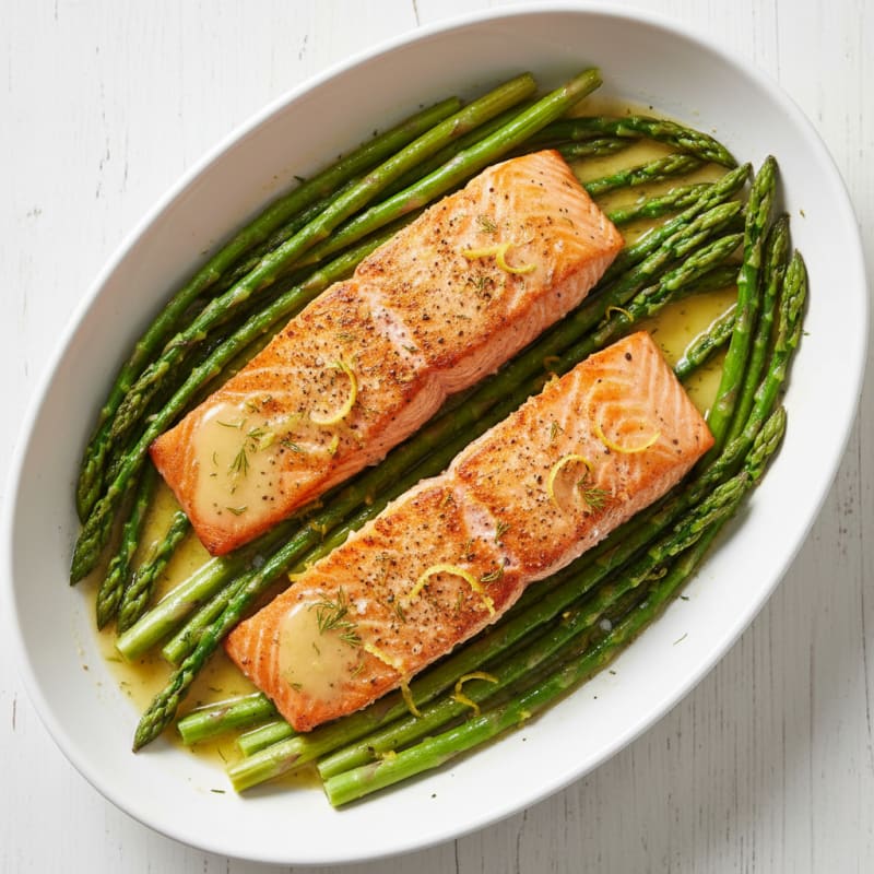 Lemon Herb Roasted Salmon with Asparagus