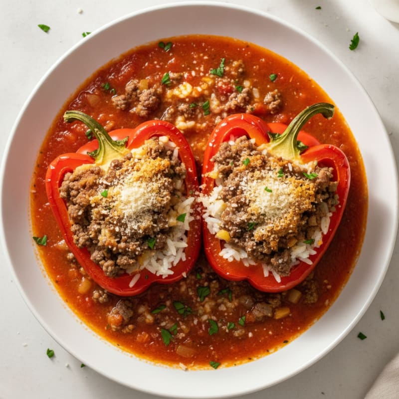 Beef and Rice Stuffed Bell Peppers