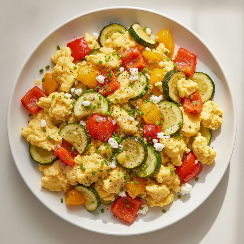 Hearty Scrambled Eggs with Roasted Vegetables