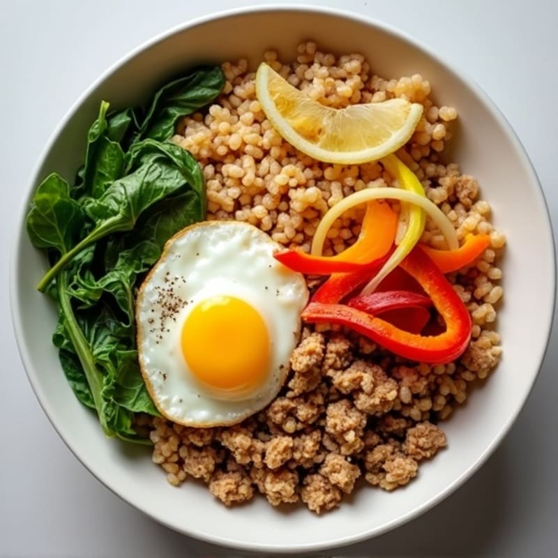 Savory Ground Turkey and Egg Bowl with Brown Rice