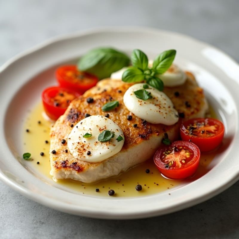 Pan-Seared Chicken with Fresh Tomato, Melty Mozzarella, and Basil