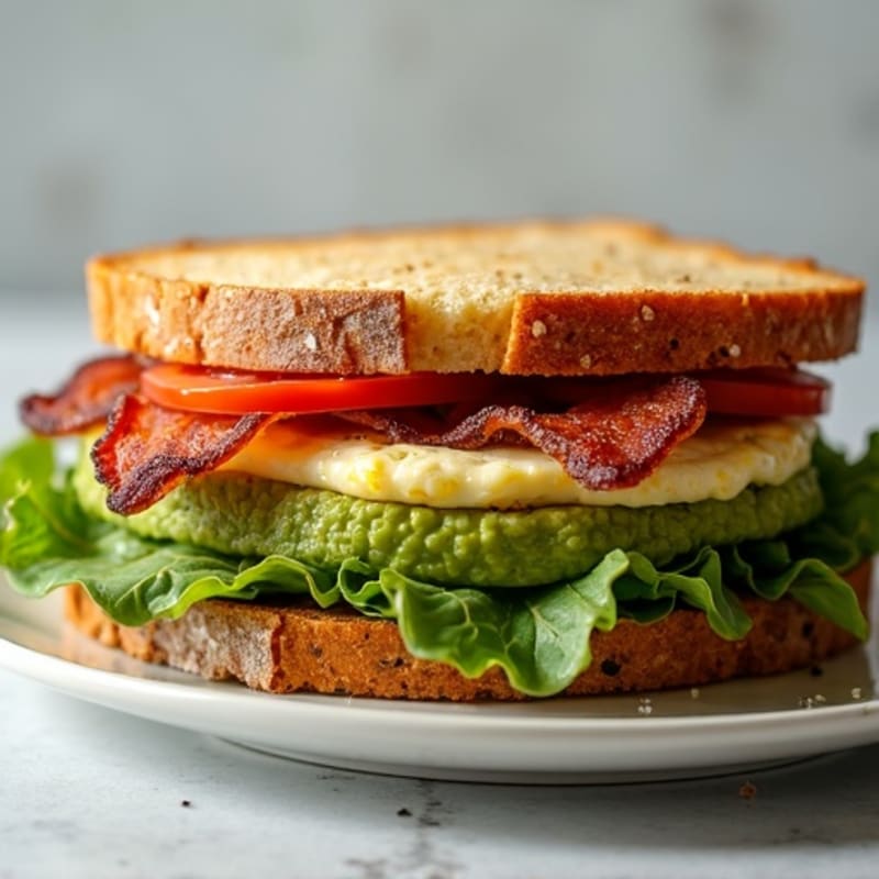 Crispy Turkey Bacon and Avocado Sandwich with Fresh Greens