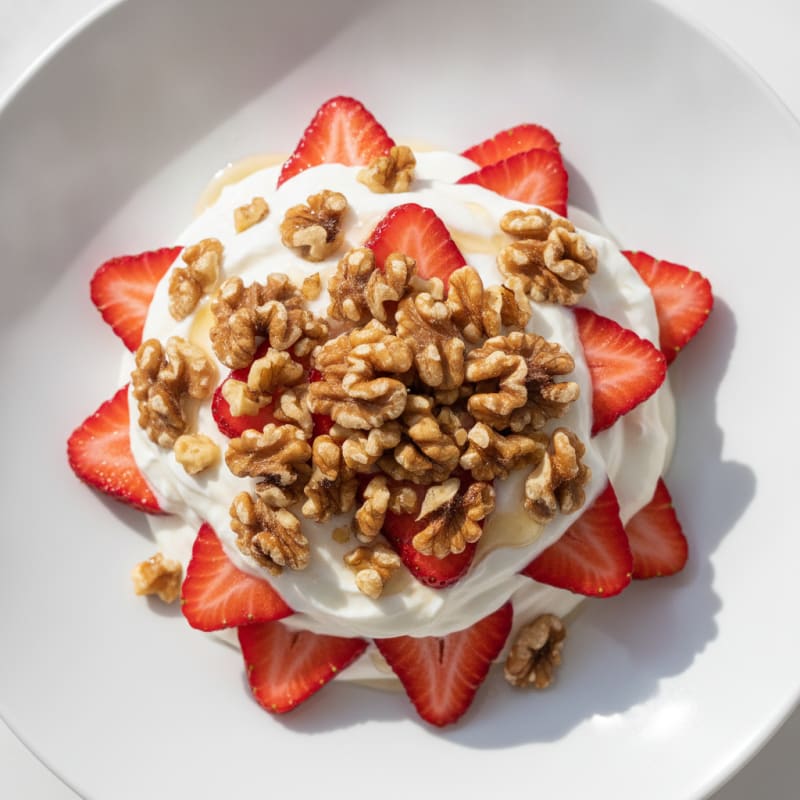 Greek Yogurt Parfait with Chopped Nuts and Berries