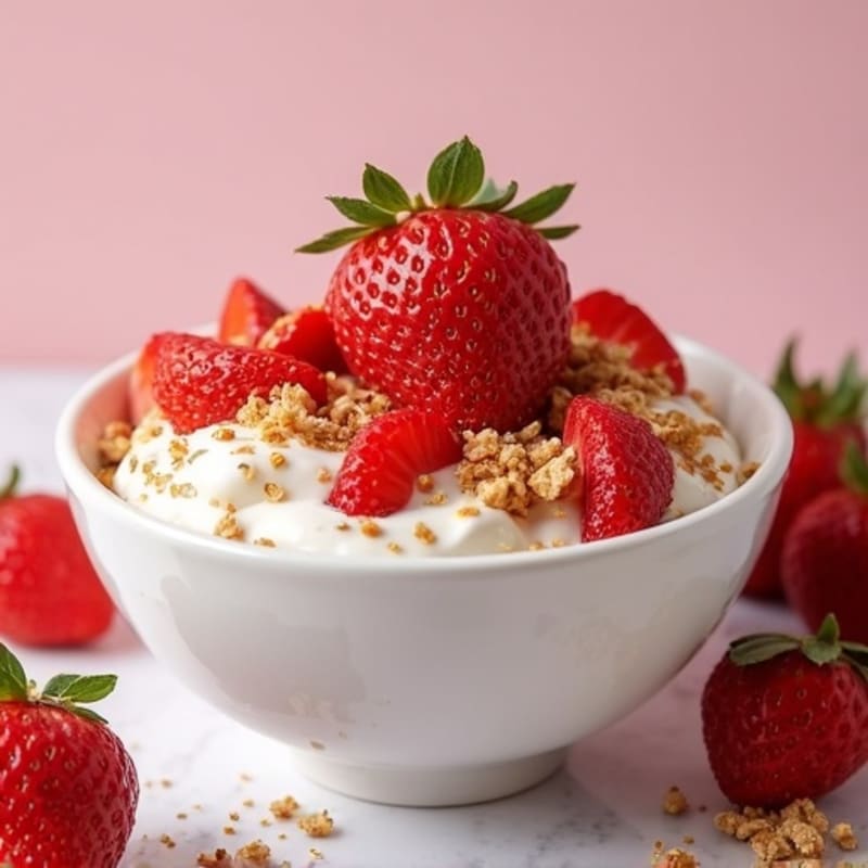 Protein-Packed Greek Yogurt Strawberry Shortcake Bowl
