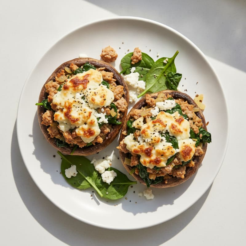 Herb & Cheese Stuffed Portobello Mushrooms