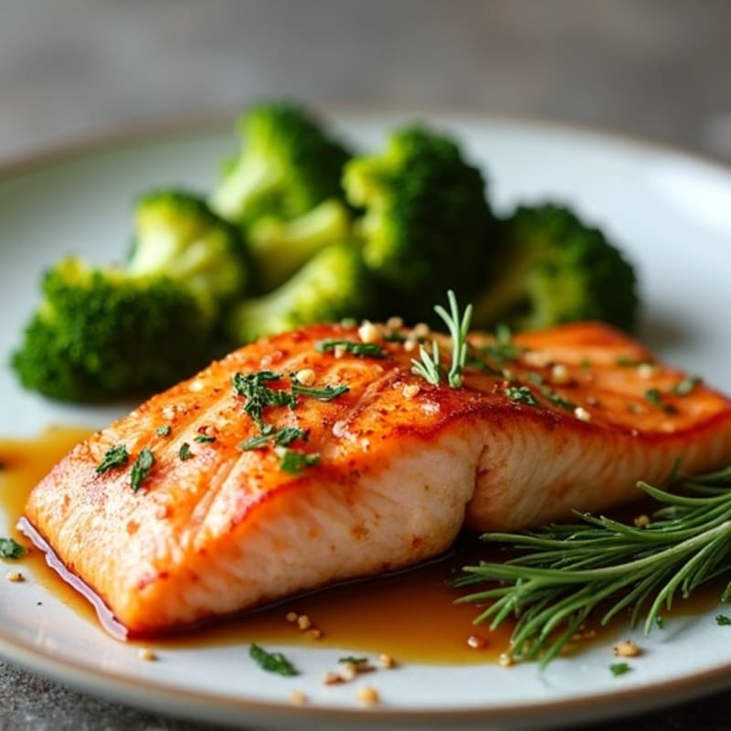 Ginger-Sesame Glazed Salmon with Roasted Broccoli