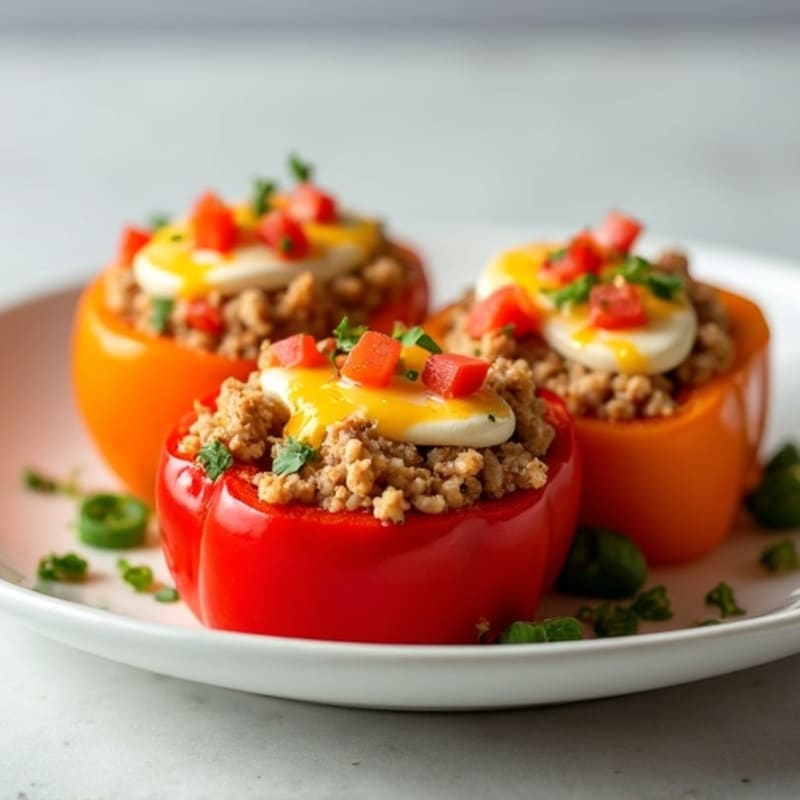 Cheesy Stuffed Bell Peppers with Lean Turkey Pepperoni